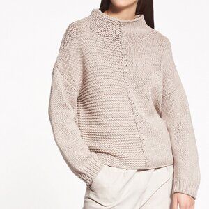 Fabiana Filippi Taupe Merino-Wool Beaded High-Neck Sweater